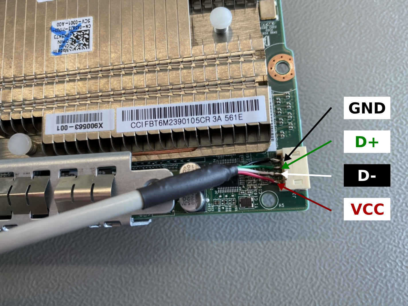 USB connection with signal annotations